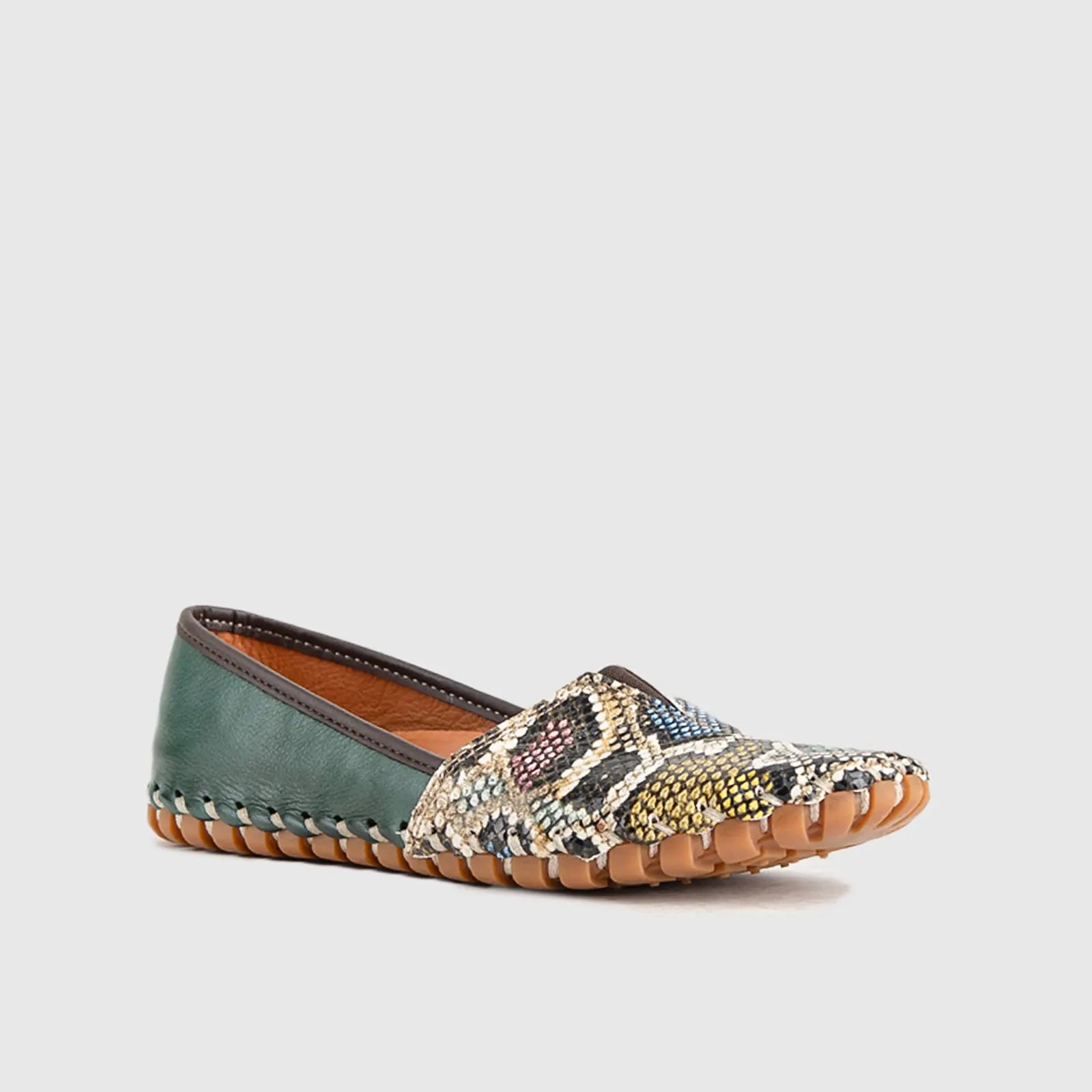 Comfort Leather Casuals 1203 Green Multi Pumps | familyshoecentre