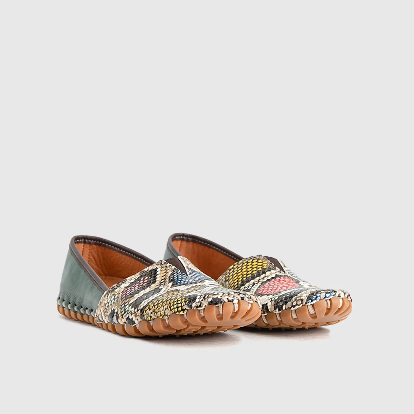 Comfort Leather Casuals 1203 Green Multi Pumps | familyshoecentre