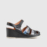Comfort Wedge Sandal 501 Black Multi Sandals | familyshoecentre
