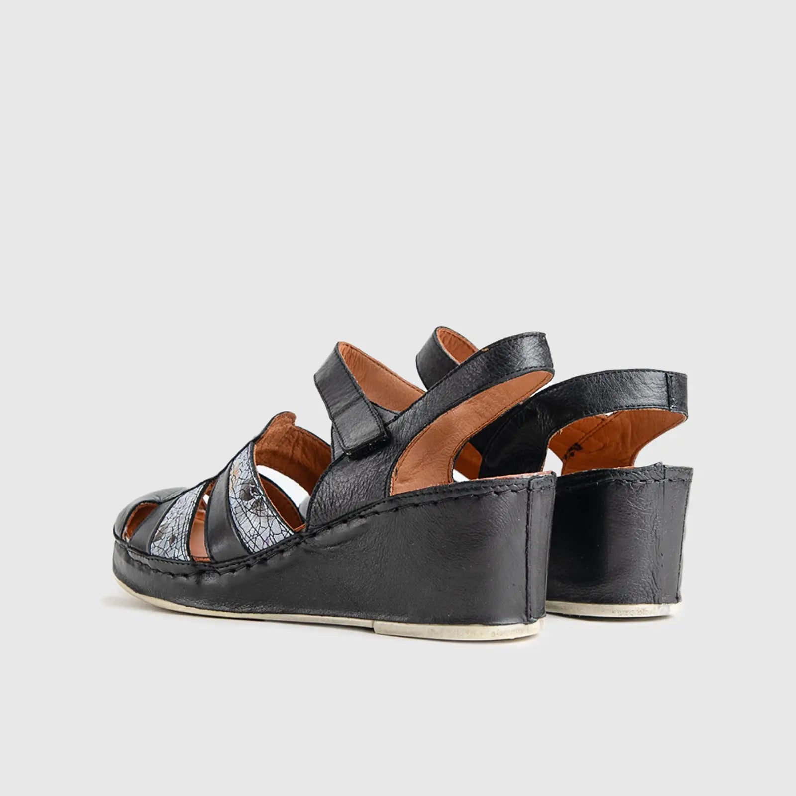 Comfort Wedge Sandal 501 Black Multi Sandals | familyshoecentre
