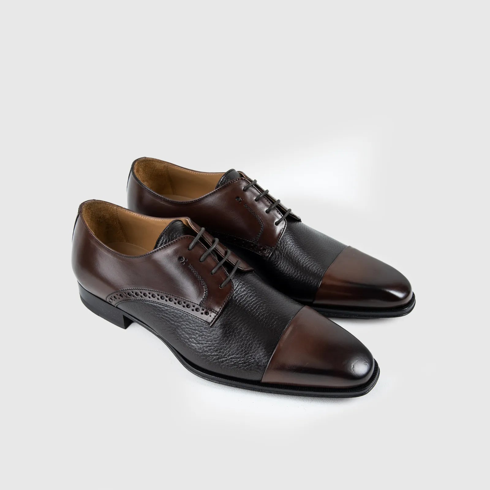 Luca Bossi Deer Skin Toe Cap Lace Up Brown 2054 LB10 Gents | familyshoecentre