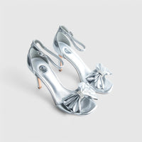 Footwork Dress Block Heel Evening Sandal Silver 01683 Heels | familyshoecentre