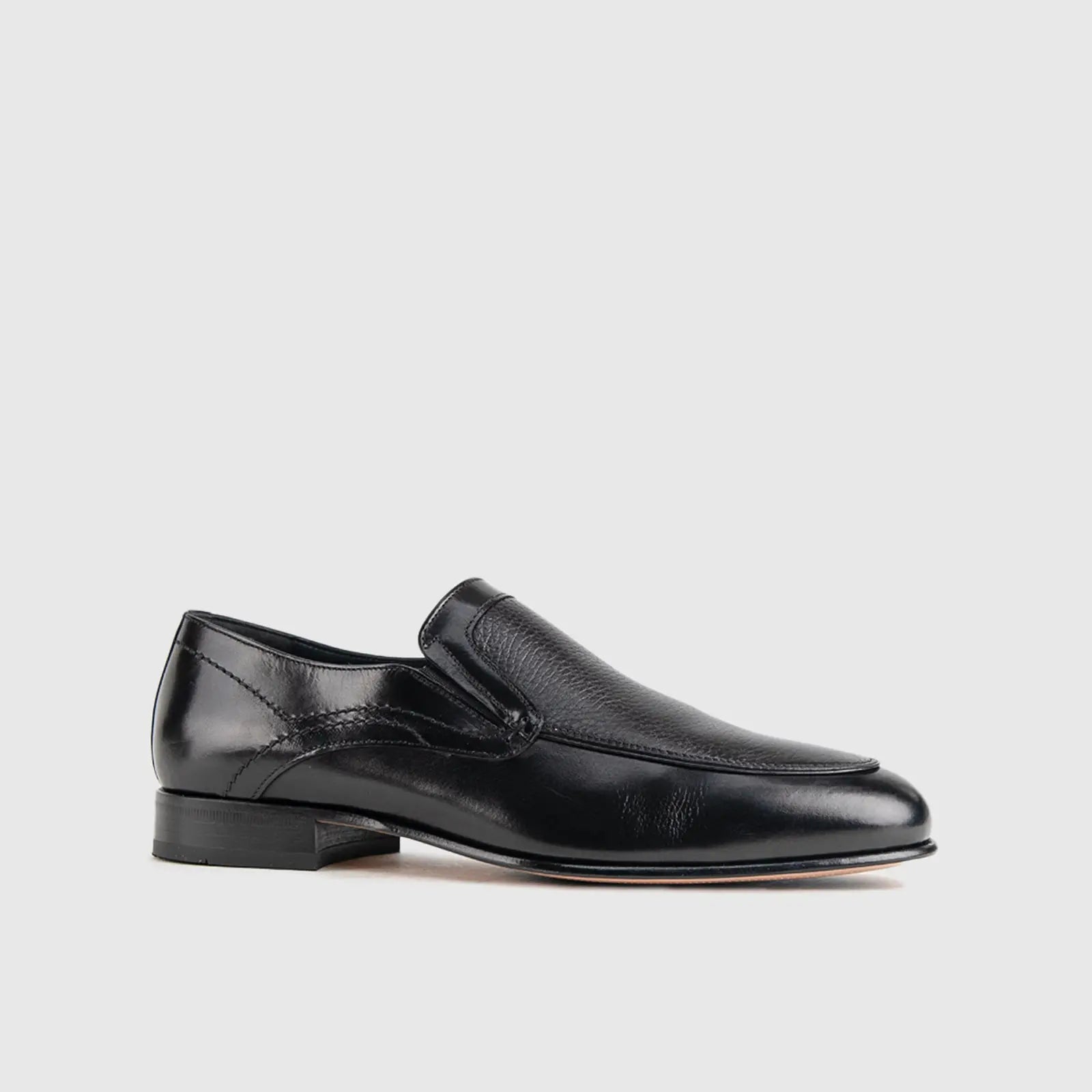 Dress Comfort Slip Ons 6934 Black Deer Skin Slip-ons | familyshoecentre