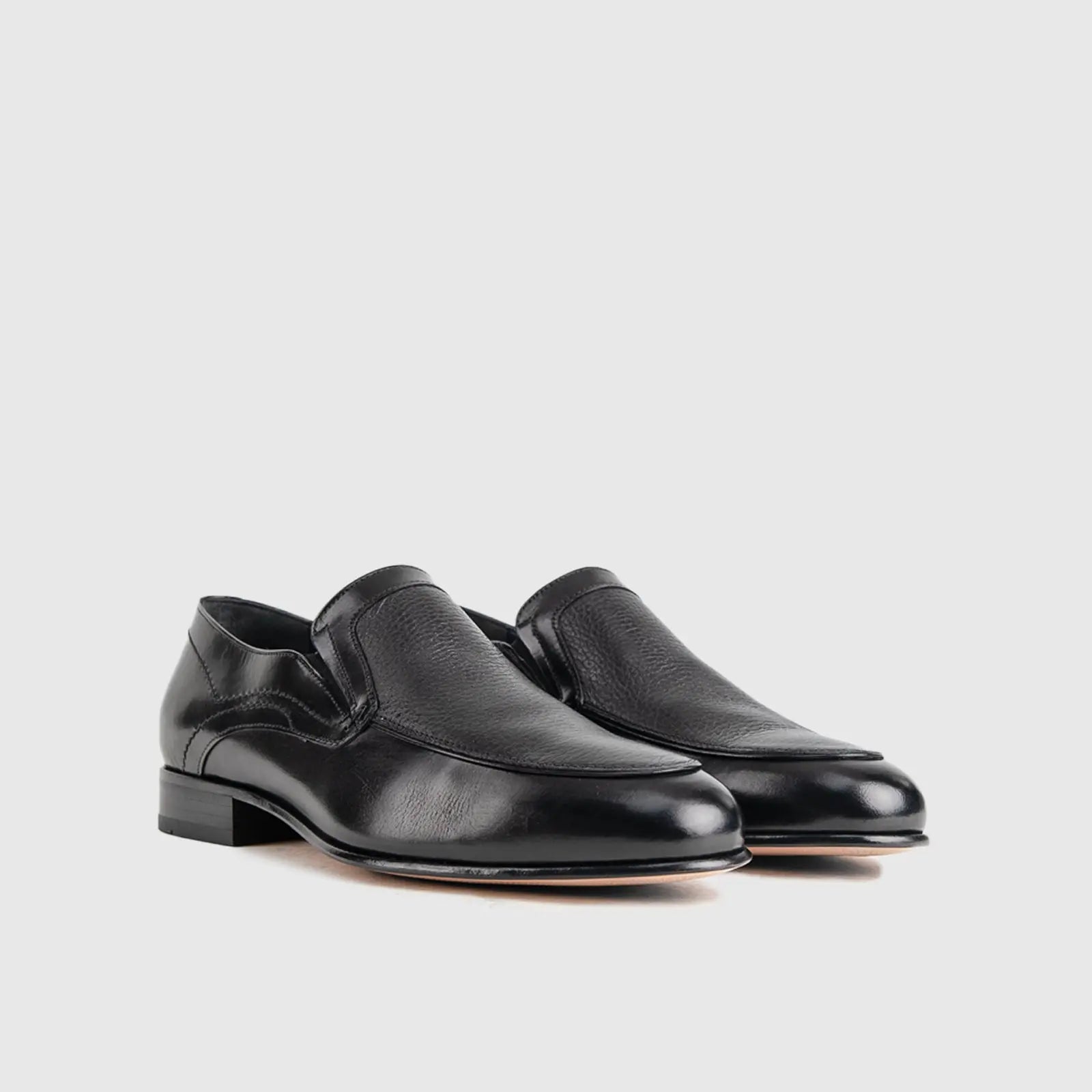 Dress Comfort Slip Ons 6934 Black Deer Skin Slip-ons | familyshoecentre