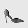 Dress Court Shoe Black Denim 01592 Heels | familyshoecentre