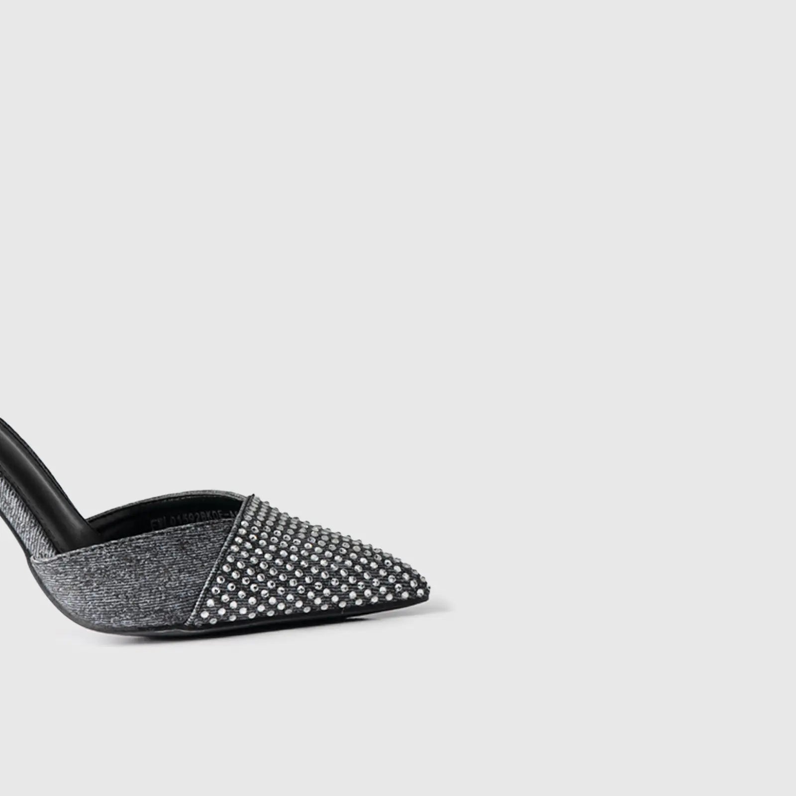 Dress Court Shoe Black Denim 01592 Heels | familyshoecentre