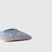 Dress Court Shoe Blue Denim 01592 Heels | familyshoecentre