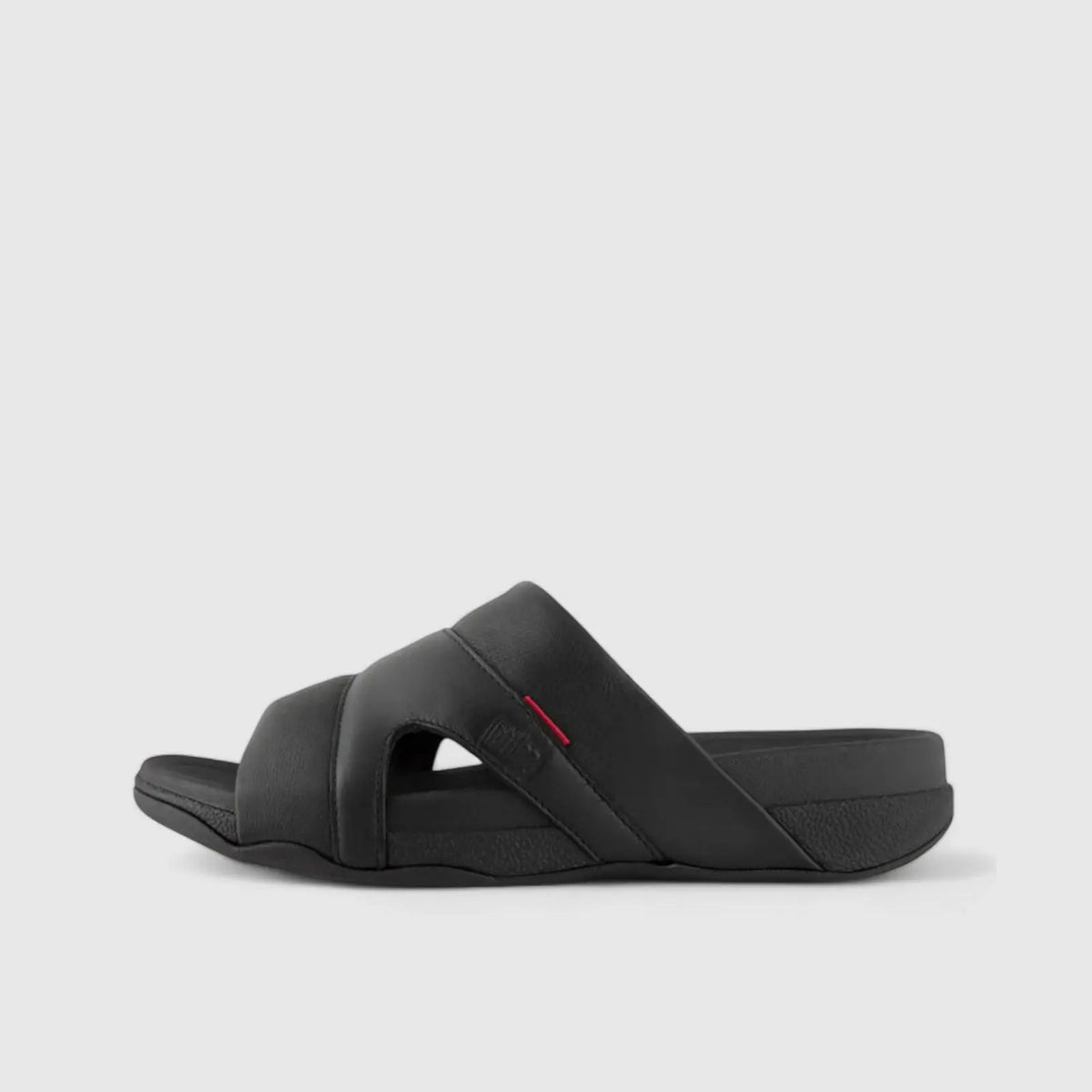 Fit Flops Freeway Pool Slide Leather Black L66-001 Sandals | familyshoecentre