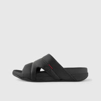 Fit Flops Freeway Pool Slide Leather Black L66-001 Sandals | familyshoecentre