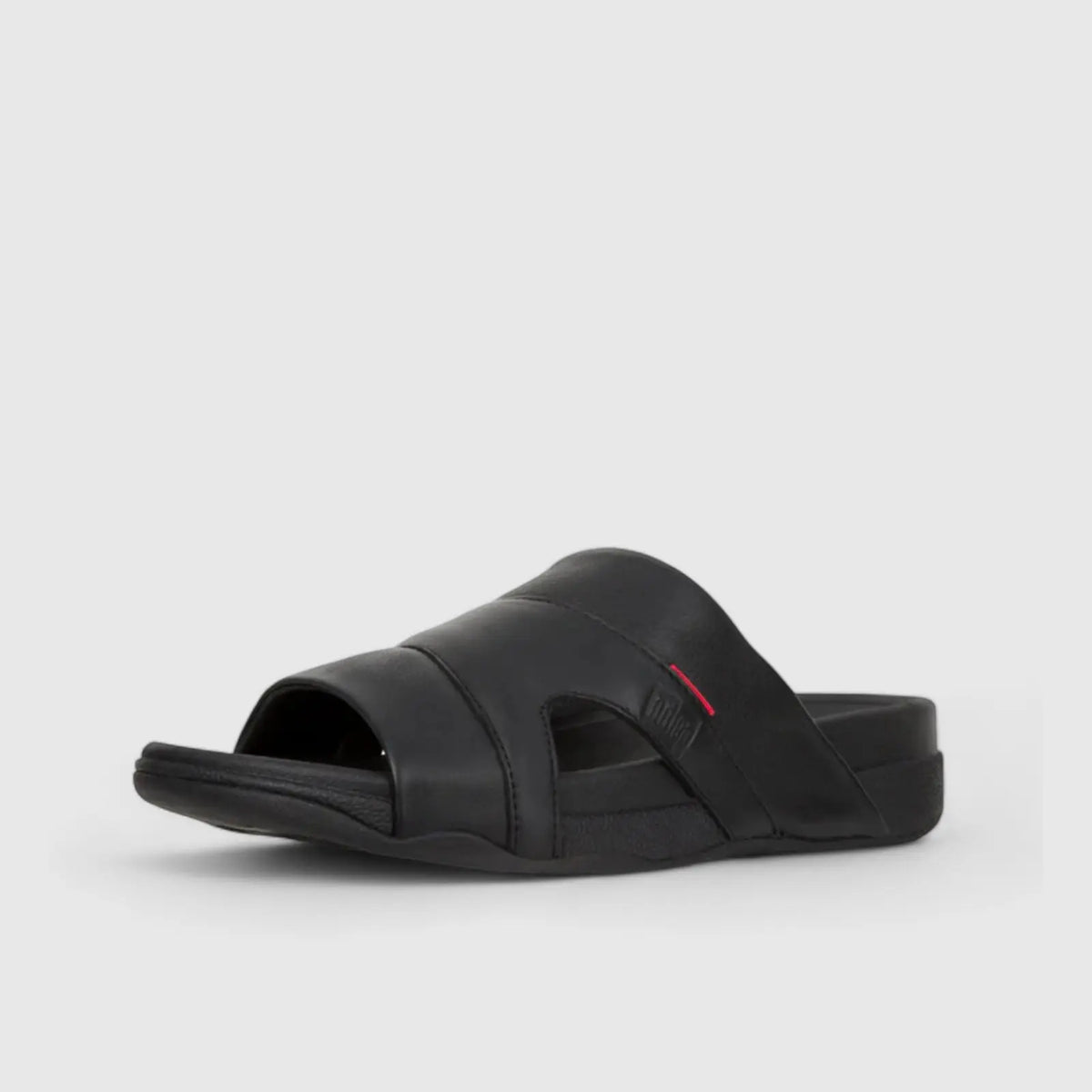 Fit Flops Freeway Pool Slide Leather Black L66-001 Sandals | familyshoecentre