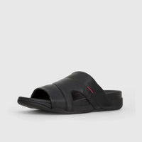 Fit Flops Freeway Pool Slide Leather Black L66-001 Sandals | familyshoecentre