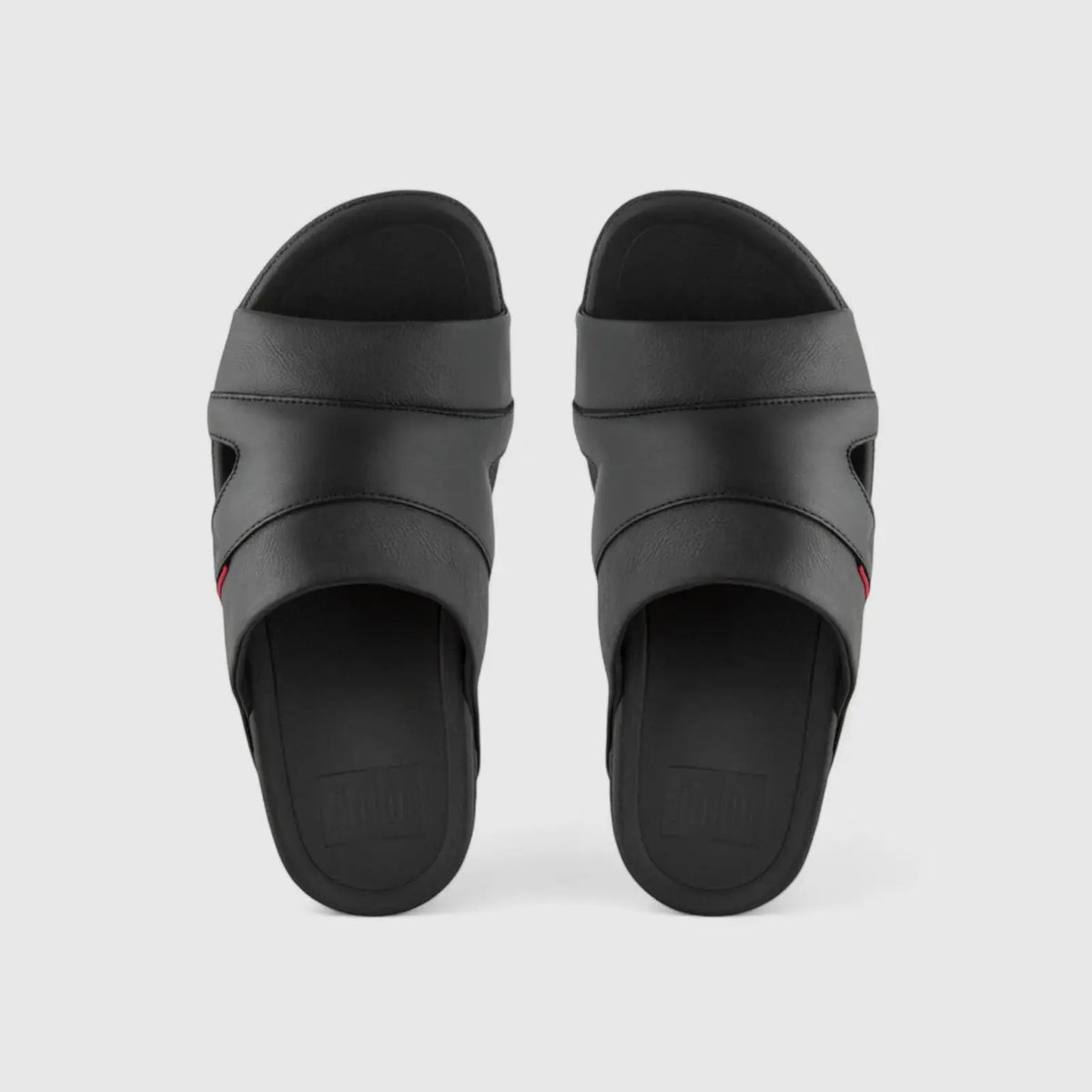 Fit Flops Freeway Pool Slide Leather Black L66-001 Sandals | familyshoecentre
