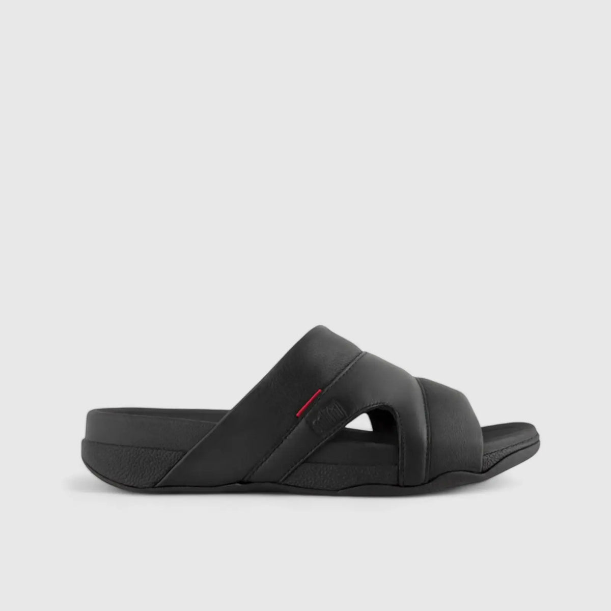 Fit Flops Freeway Pool Slide Leather Black L66-001 Sandals | familyshoecentre