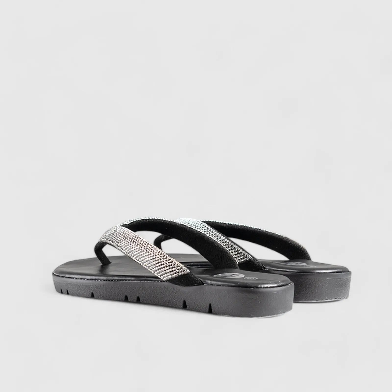 Flat Bling Sandal Black 01639 Sandals | familyshoecentre