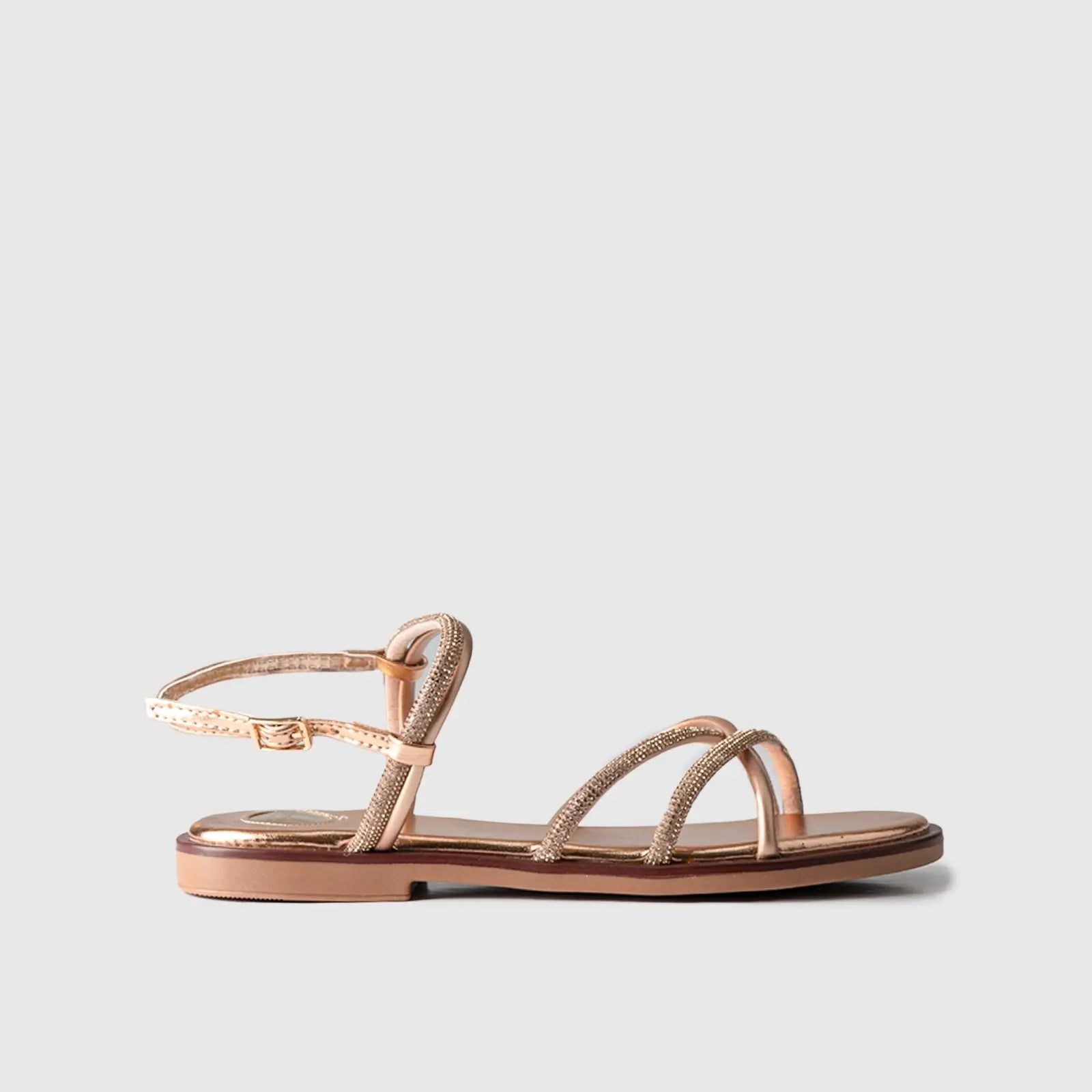Flat Dress Sandal 01617 Gold Sandals | familyshoecentre