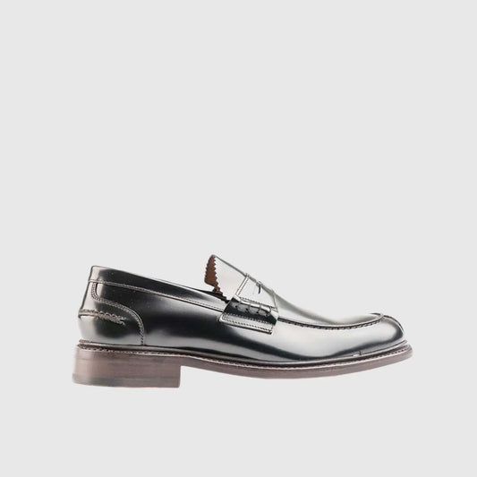 Goodyear Welt Split Toe Penny Loafer 11020 Black Loafers | familyshoecentre