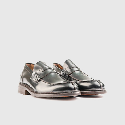 Goodyear Welt Split Toe Penny Loafer 11020 Black Loafers | familyshoecentre