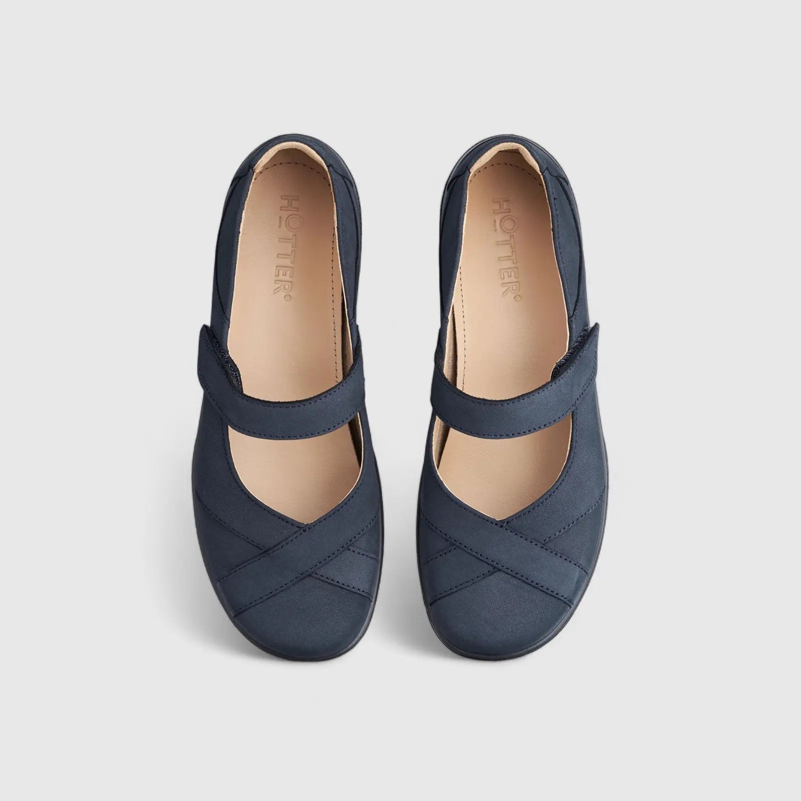 Hope Comfort Leather Shoe Denim Navy Pumps | familyshoecentre