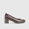 Ladies Block Heel Court Shoe 01163 Brown Heels | familyshoecentre