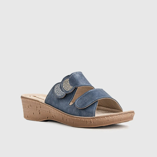Ladies Comfort Sandals 260075 Blue Sandals | familyshoecentre