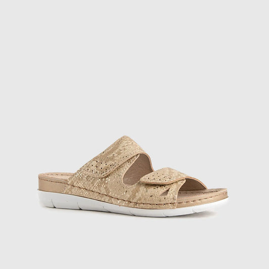 Ladies Comfort Sandals AM018 Beige Sandals | familyshoecentre