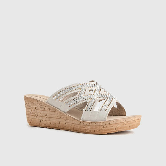 Ladies Comfort Sandals GM041 Beige Sandals | familyshoecentre