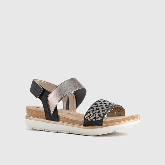 Ladies Comfort Sandals PG025 Black Sandals | familyshoecentre