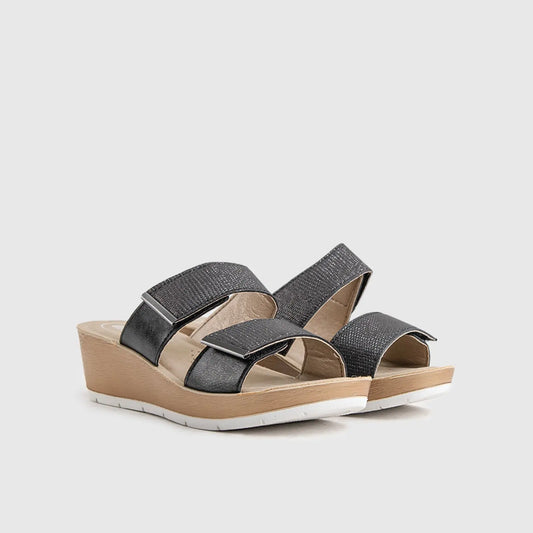 Ladies Comfort Sandals RN012 Pewter Sandals | familyshoecentre