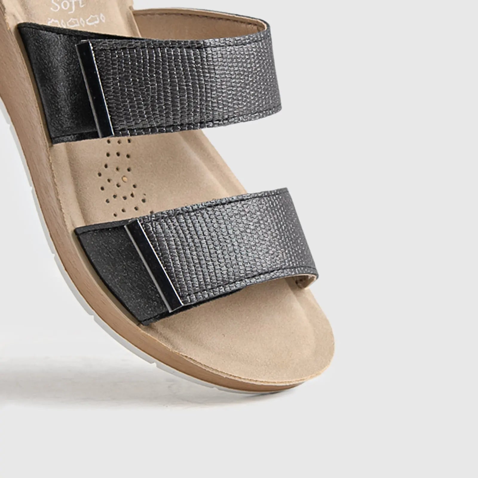 Ladies Comfort Sandals RN012 Pewter Sandals | familyshoecentre