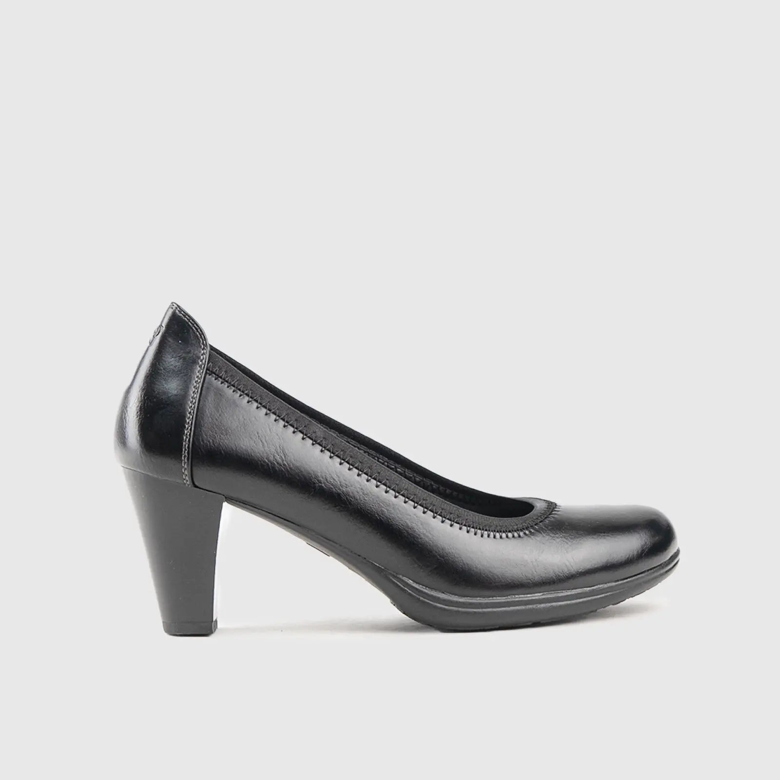 Ladies Court Shoe 00470 Marion Black Heels | familyshoecentre