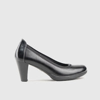 Ladies Court Shoe 00470 Marion Black Heels | familyshoecentre