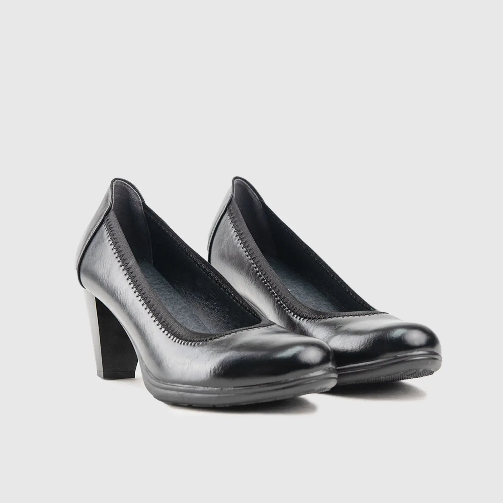 Ladies Court Shoe 00470 Marion Black Heels | familyshoecentre
