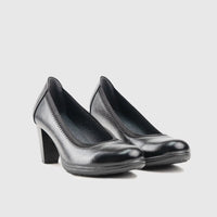 Ladies Court Shoe 00470 Marion Black Heels | familyshoecentre