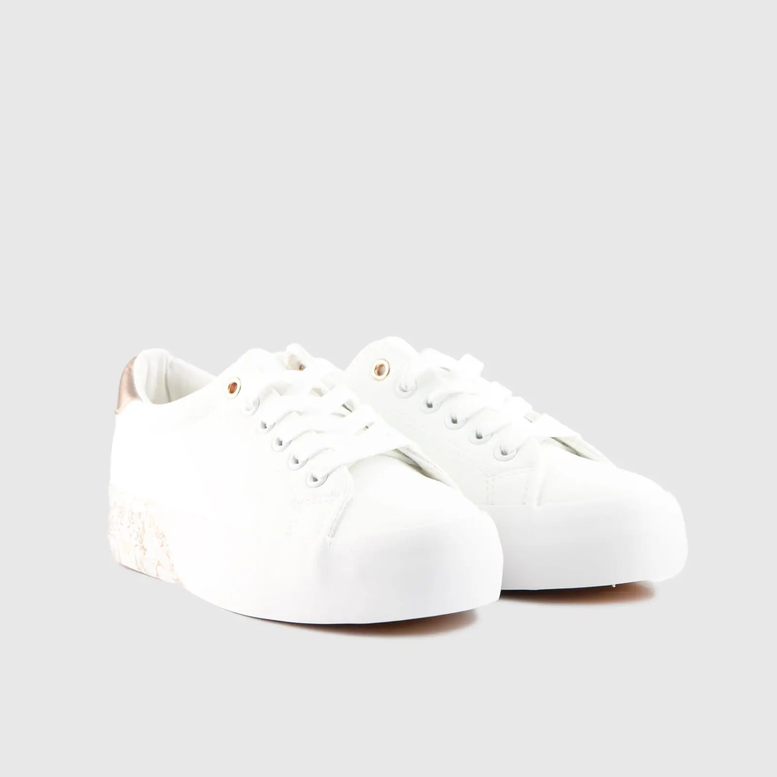 Fashion white and gold ladies trainers