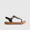 Ladies Thong Strap Sandal Black 10511 Sandals | familyshoecentre