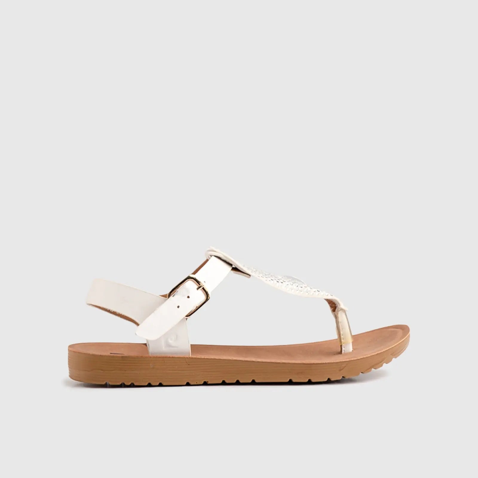 Ladies Thong Strap Sandal White 10511 Sandals | familyshoecentre