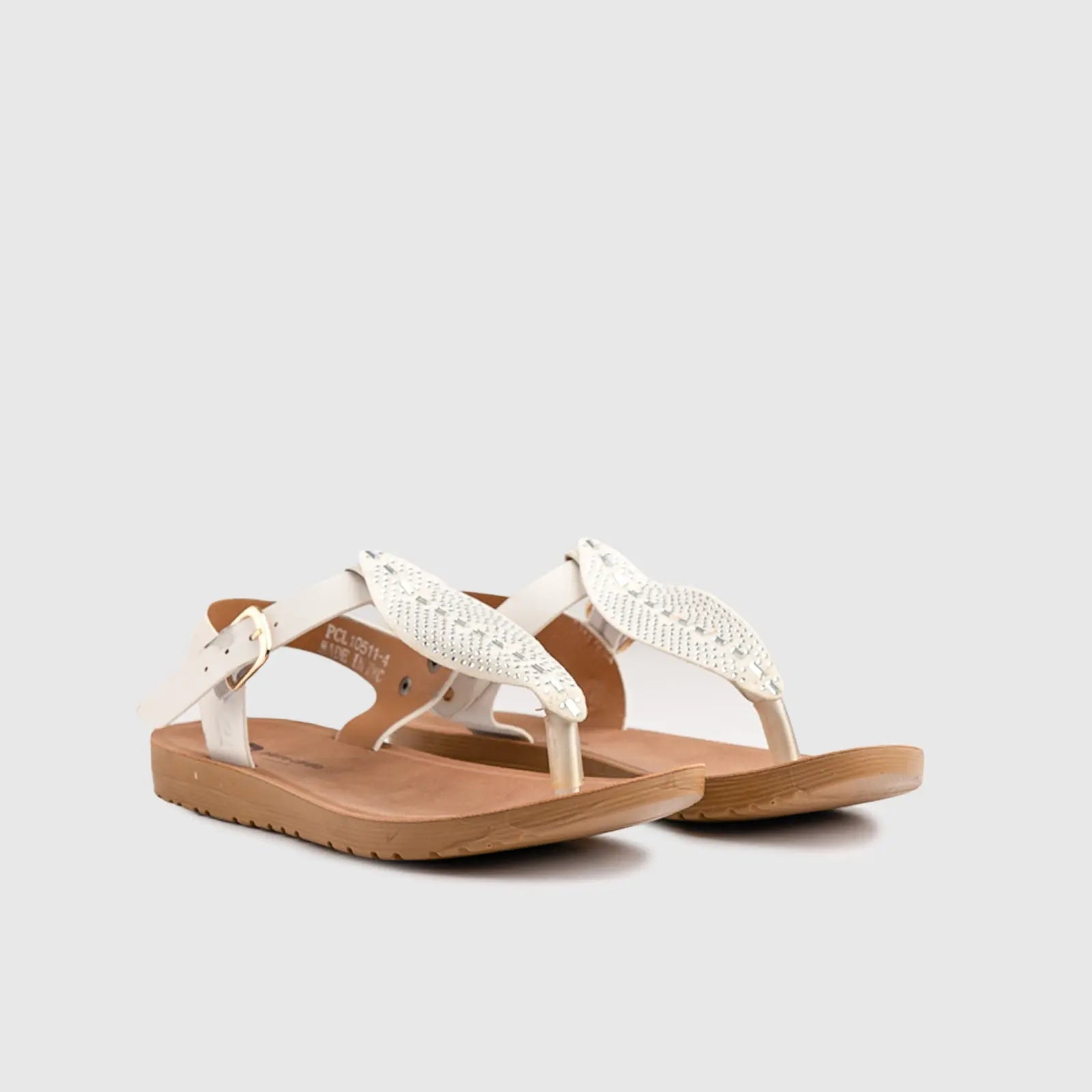 Ladies Thong Strap Sandal White 10511 Sandals | familyshoecentre