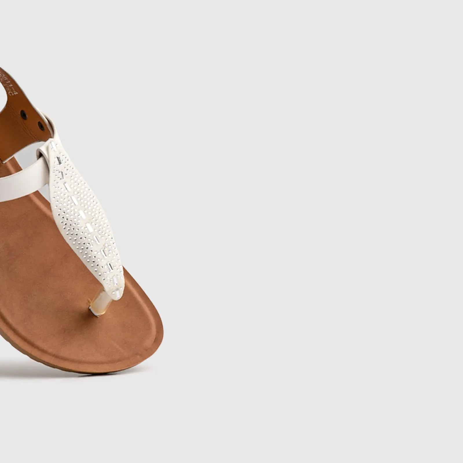 Ladies Thong Strap Sandal White 10511 Sandals | familyshoecentre