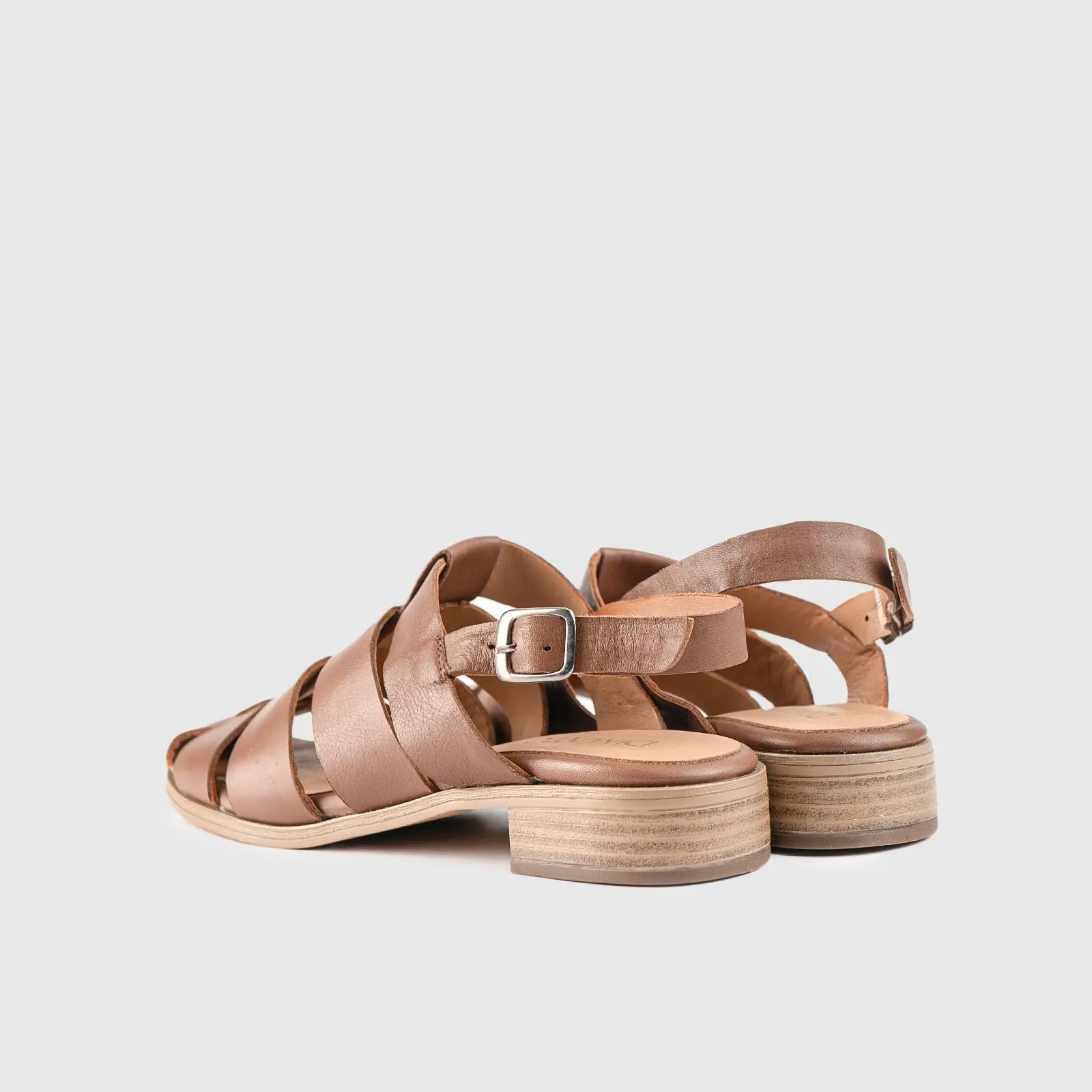 Leather Comfort Block Heel Sandal Brown 8563 Sandals | familyshoecentre