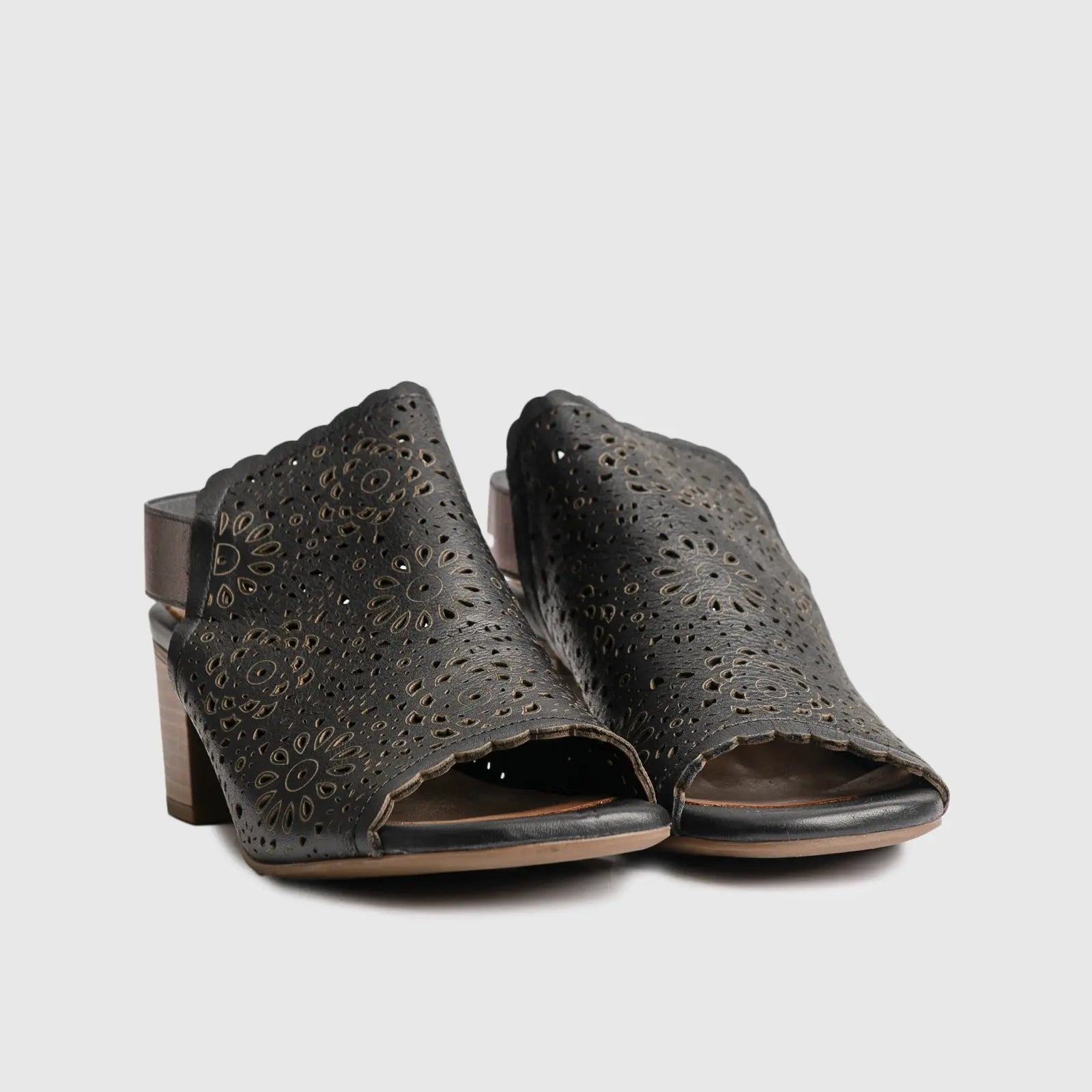 Leather Comfort High Heel Sandal Black 202 Sandals | familyshoecentre