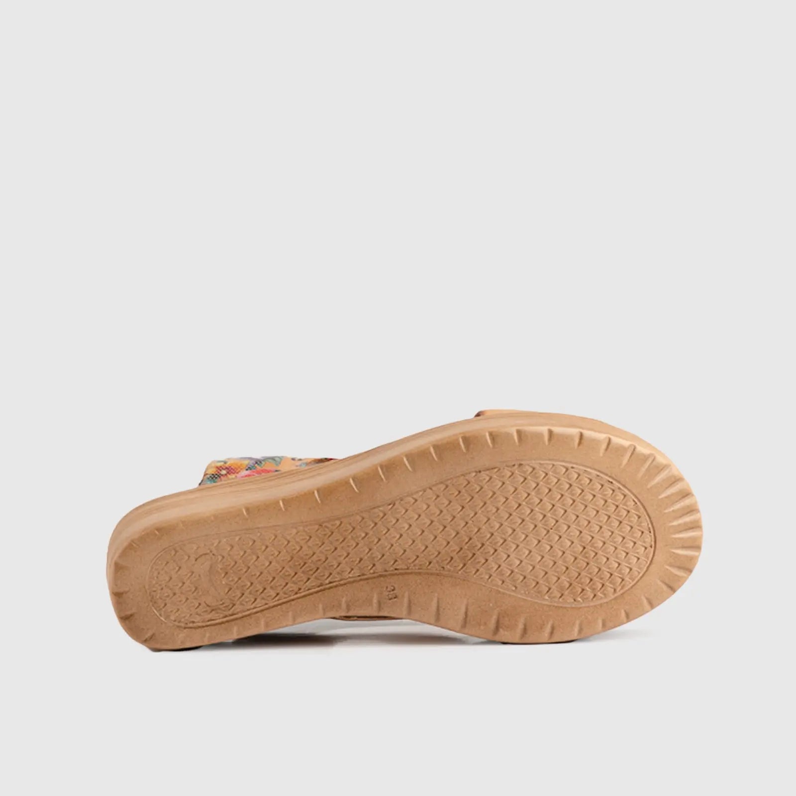Leather Comfort Wedges Beige Multi 9010 Sandals | familyshoecentre