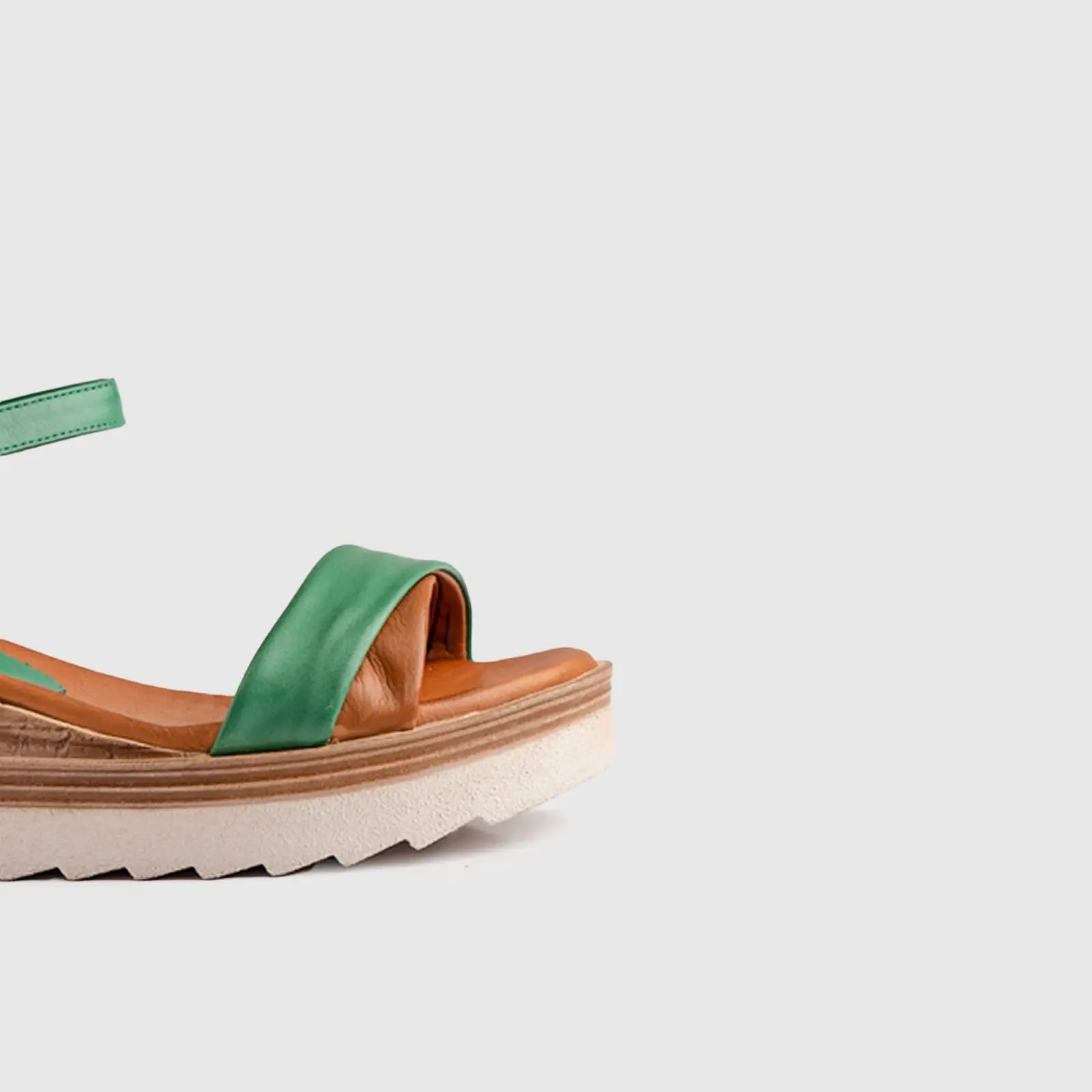 Leather Comfort Wedges Green 11648 Sandals | familyshoecentre