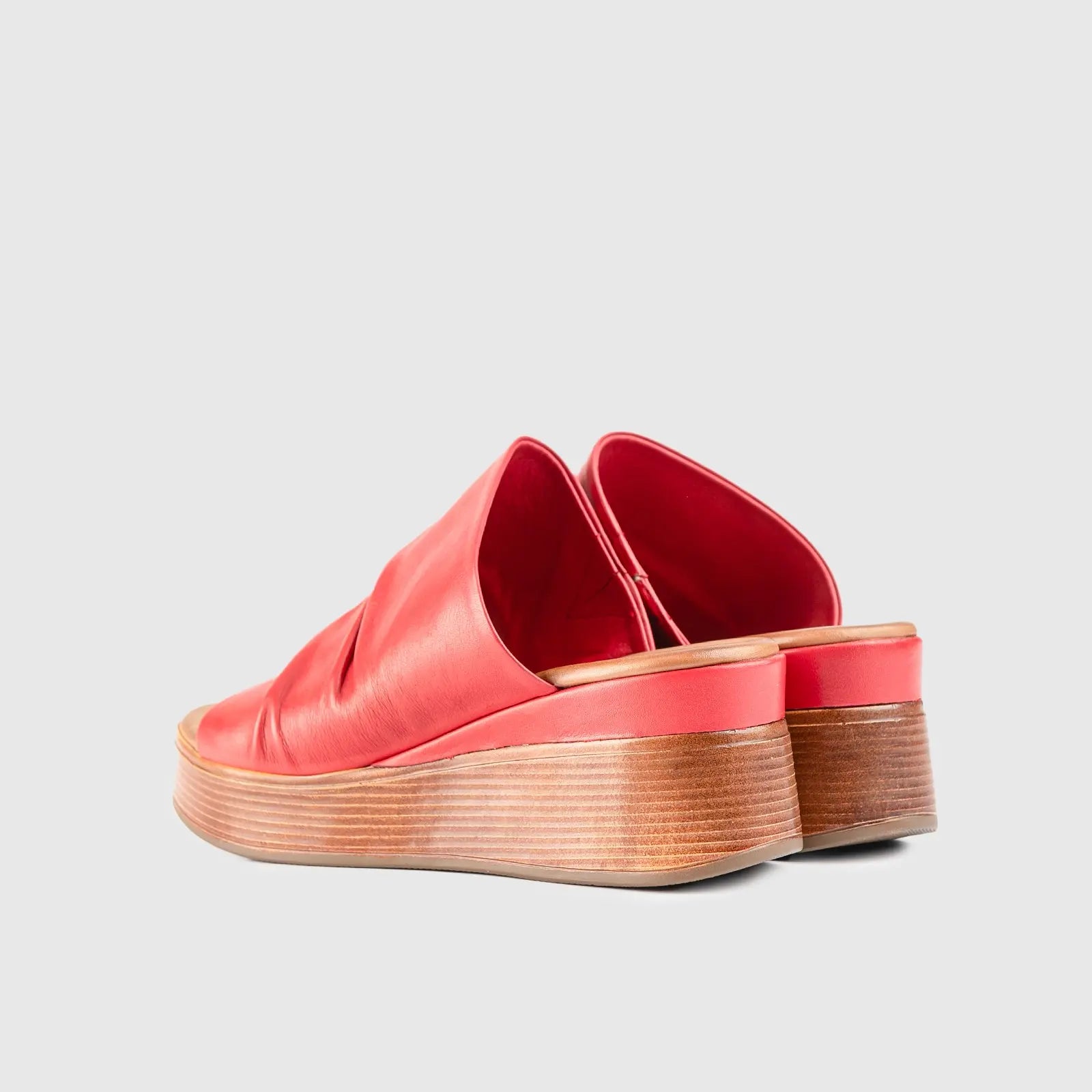Leather Comfort Wedges Red 8501 Sandals | familyshoecentre
