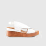 Leather Comfort Wedges White 8505 Sandals | familyshoecentre