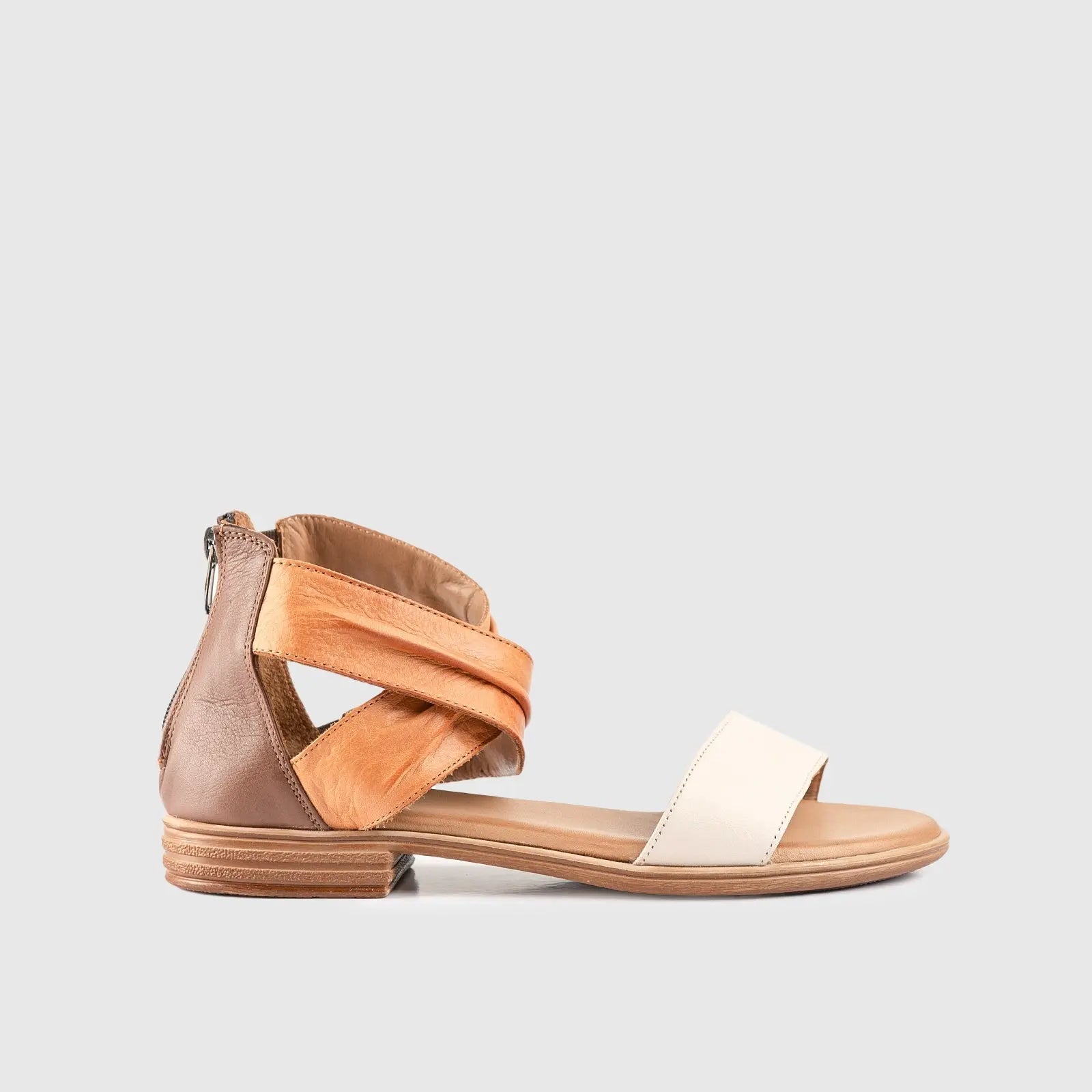 Leather Flat Comfort Sandals Beige 8548 Sandals | familyshoecentre