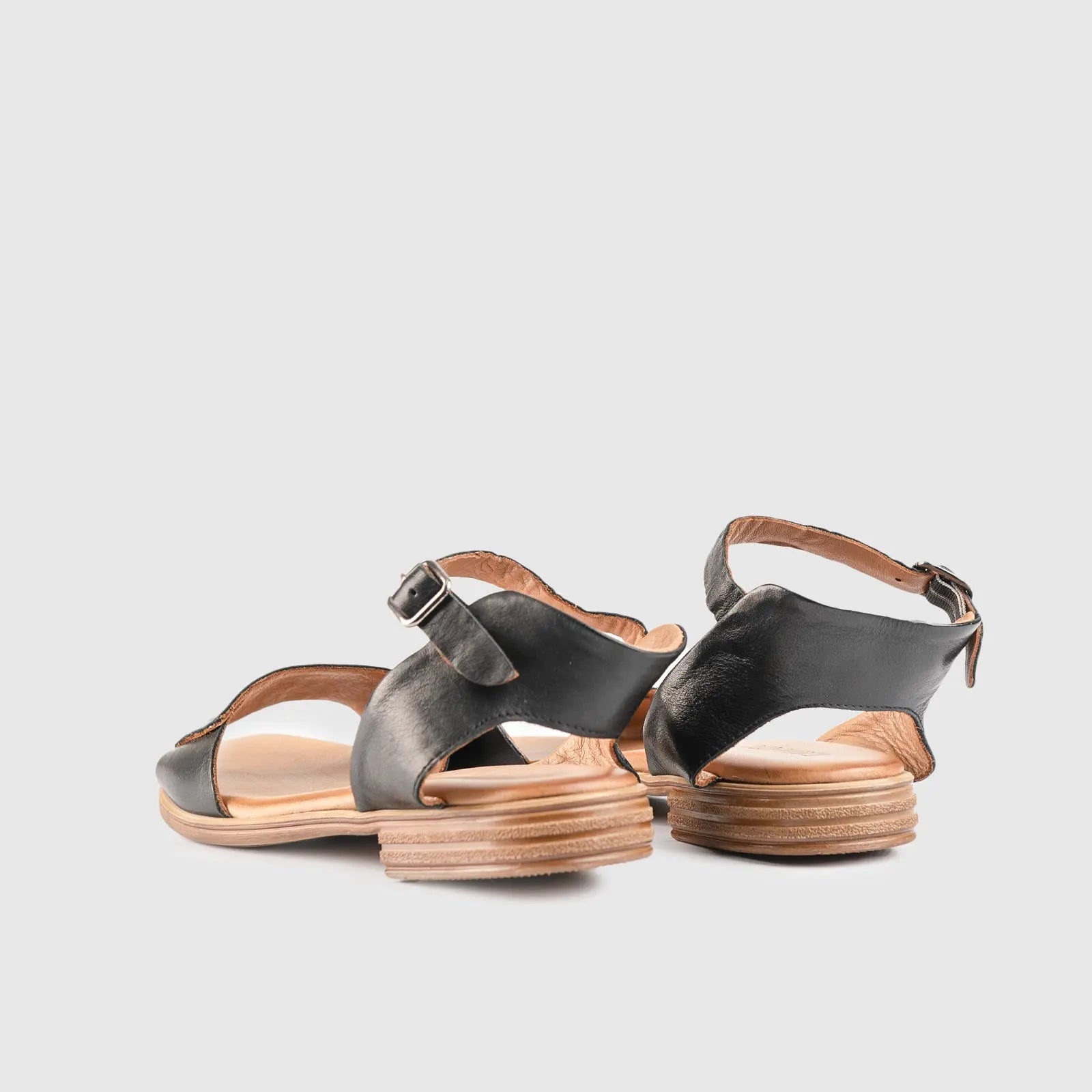 Leather Flat Comfort Sandals Black 8543 Sandals | familyshoecentre