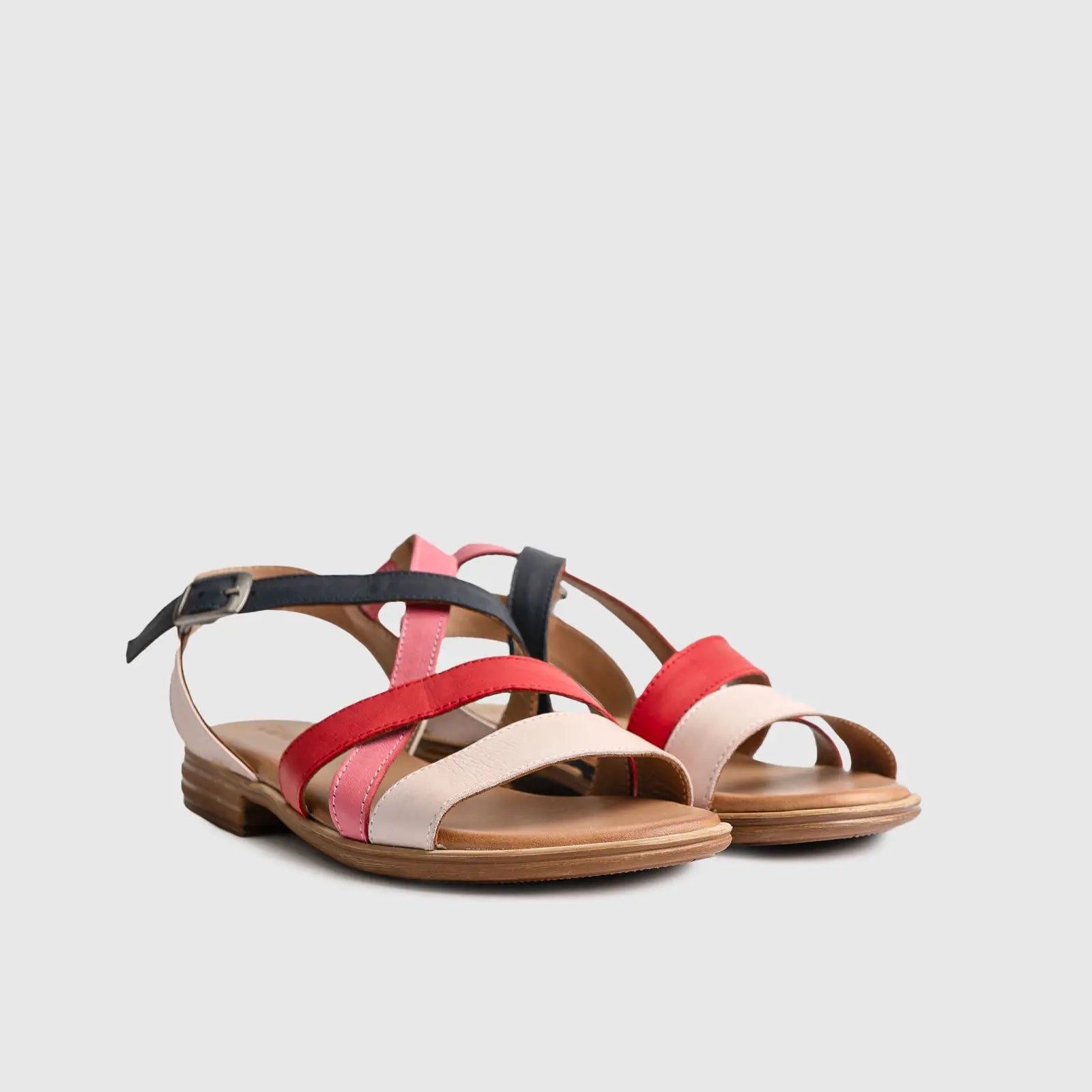 Leather Flat Comfort Sandals Multi 7029 Sandals | familyshoecentre