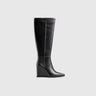 Leather Long Wedge Boots Black Lar005 Boots | familyshoecentre