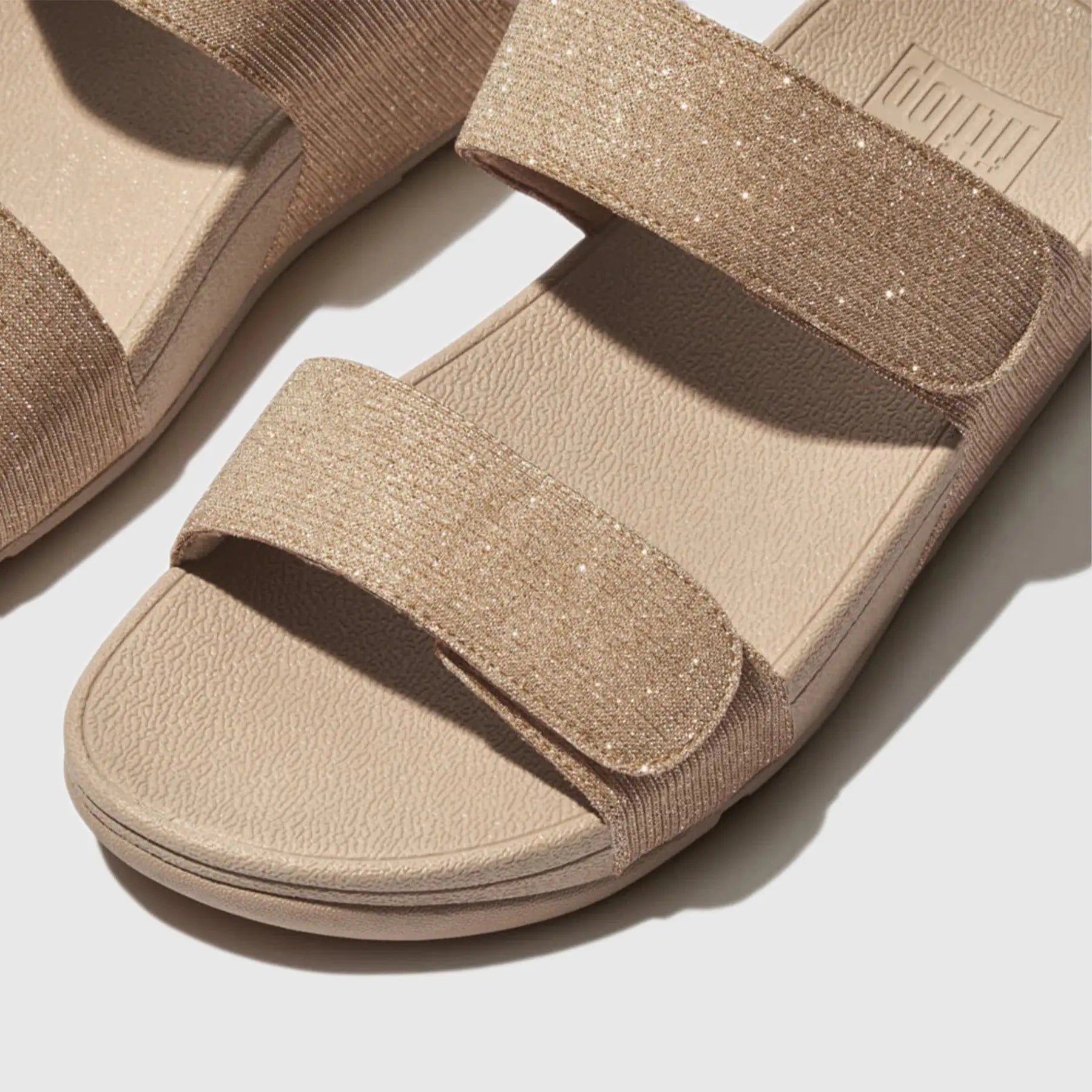 Lulu Adj Shimmerlux Slide Beige FZ9-A94 Sandals | familyshoecentre