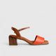 Block Heel Court Sandal Brown/Orange 10804 Heels | familyshoecentre